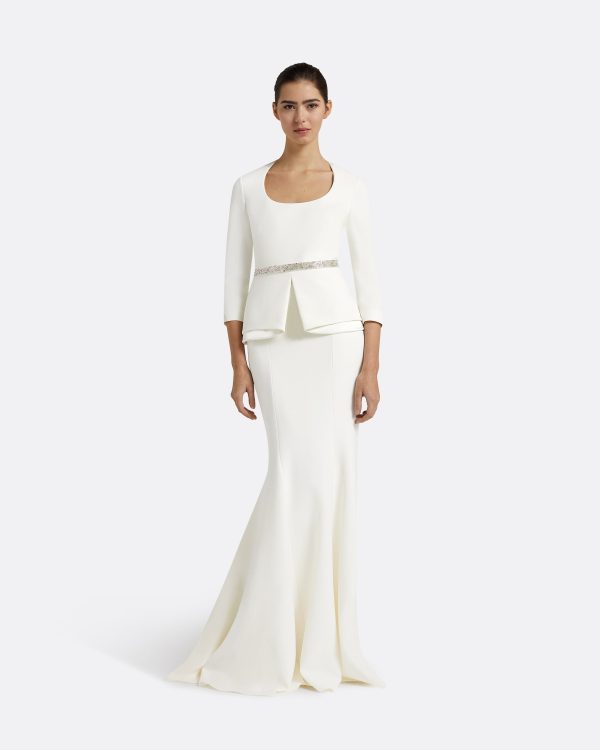 Caia Ivory Top With Embroidered Belt