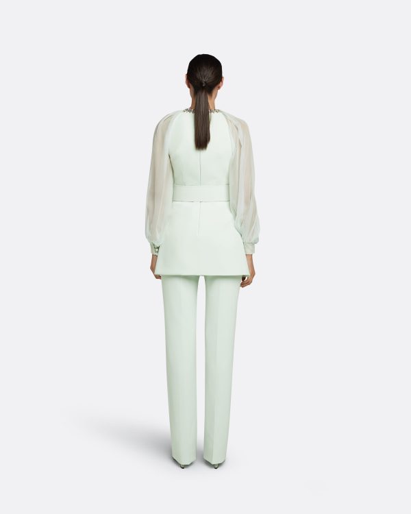 Caoimhe Spearmint Top With Embroidered Belt - Image 2