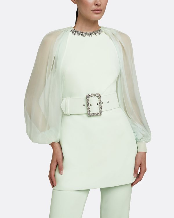 Caoimhe Spearmint Top With Embroidered Belt - Image 3