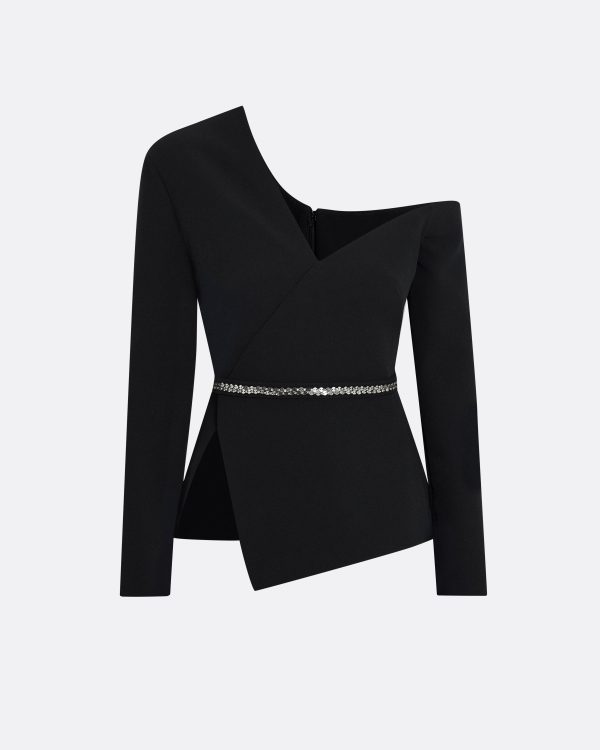 Brielle Black Top With Embroidered Belt - Image 5