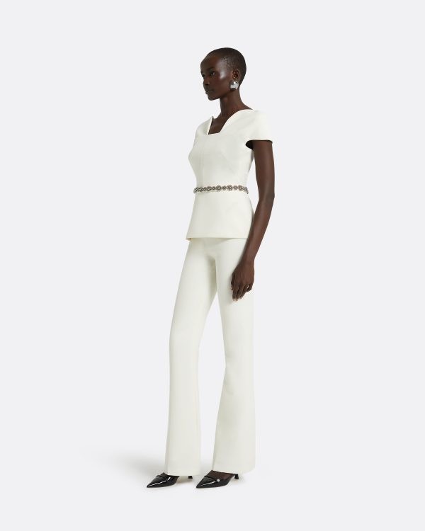 Geena Embroidered Ivory Top - Image 4