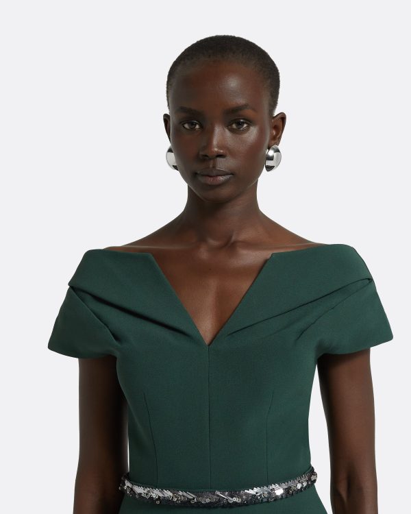 Aliye Darkest Spruce Top With Embroidered Belt - Image 3