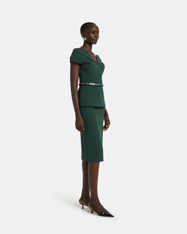 Aliye Darkest Spruce Top With Embroidered Belt - Image 4