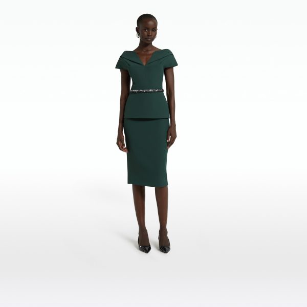 Aliye Darkest Spruce Top With Embroidered Belt - Image 6