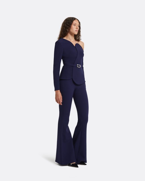 Adil Azurite Blue Top With Embroidered Belt - Image 4
